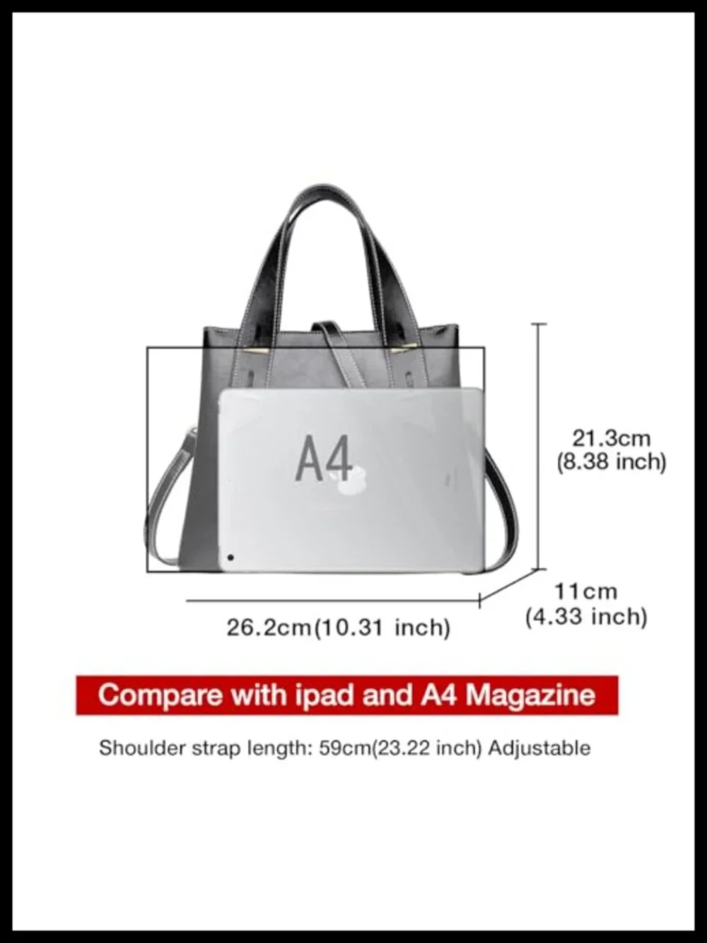 Genuine Leather Satchel Crossbody Handbag 3 Compartments